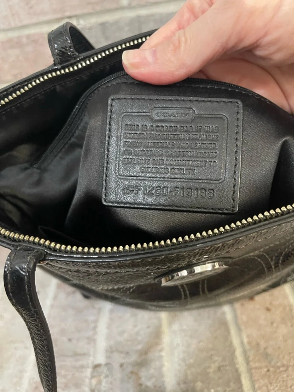 Coach Black Patent Signature Circle Tote - Picture 11 of 11